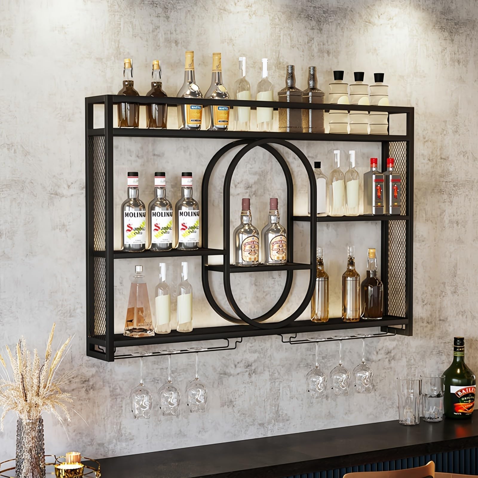 Home Bar Shelves - Rak Anggur Dinding Logam 39