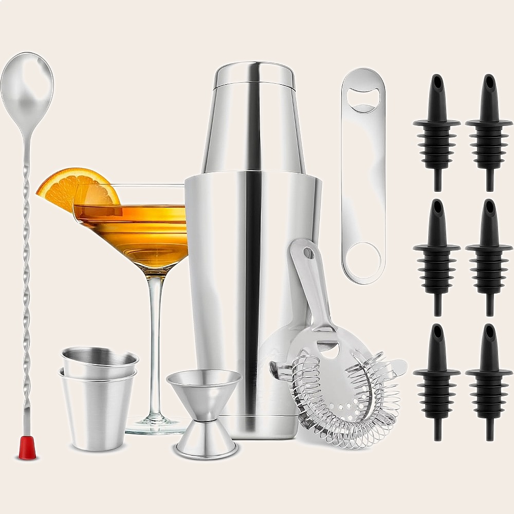 Set Shaker Koktail 15-Piece da - Cocktail Recipe Book ulasan dan harga