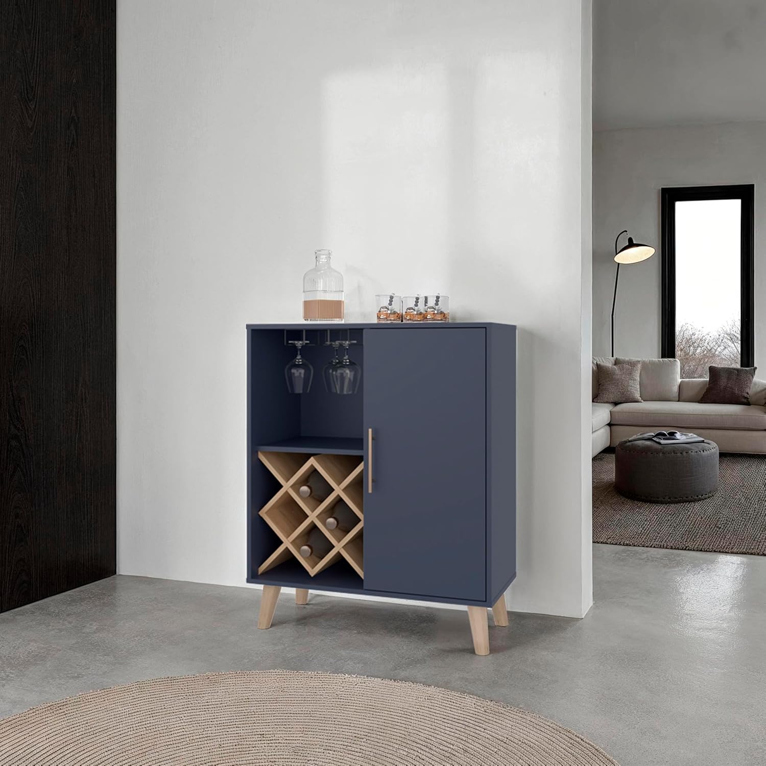 Lemari Bar Oak Blue 4 Rak Pint - Home Bar Shelves ulasan dan harga