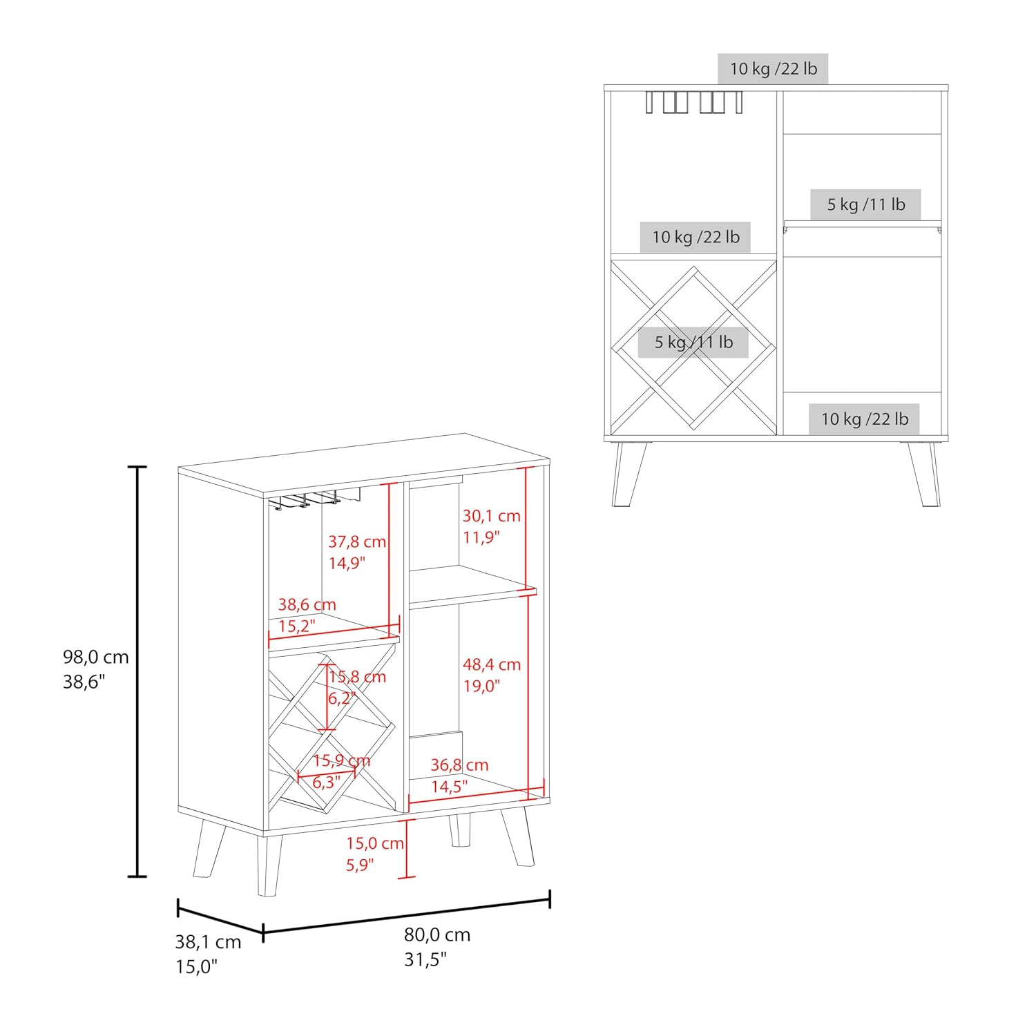 Lemari Bar Oak Blue 4 Rak Pint - Home Bar Shelves ulasan dan harga