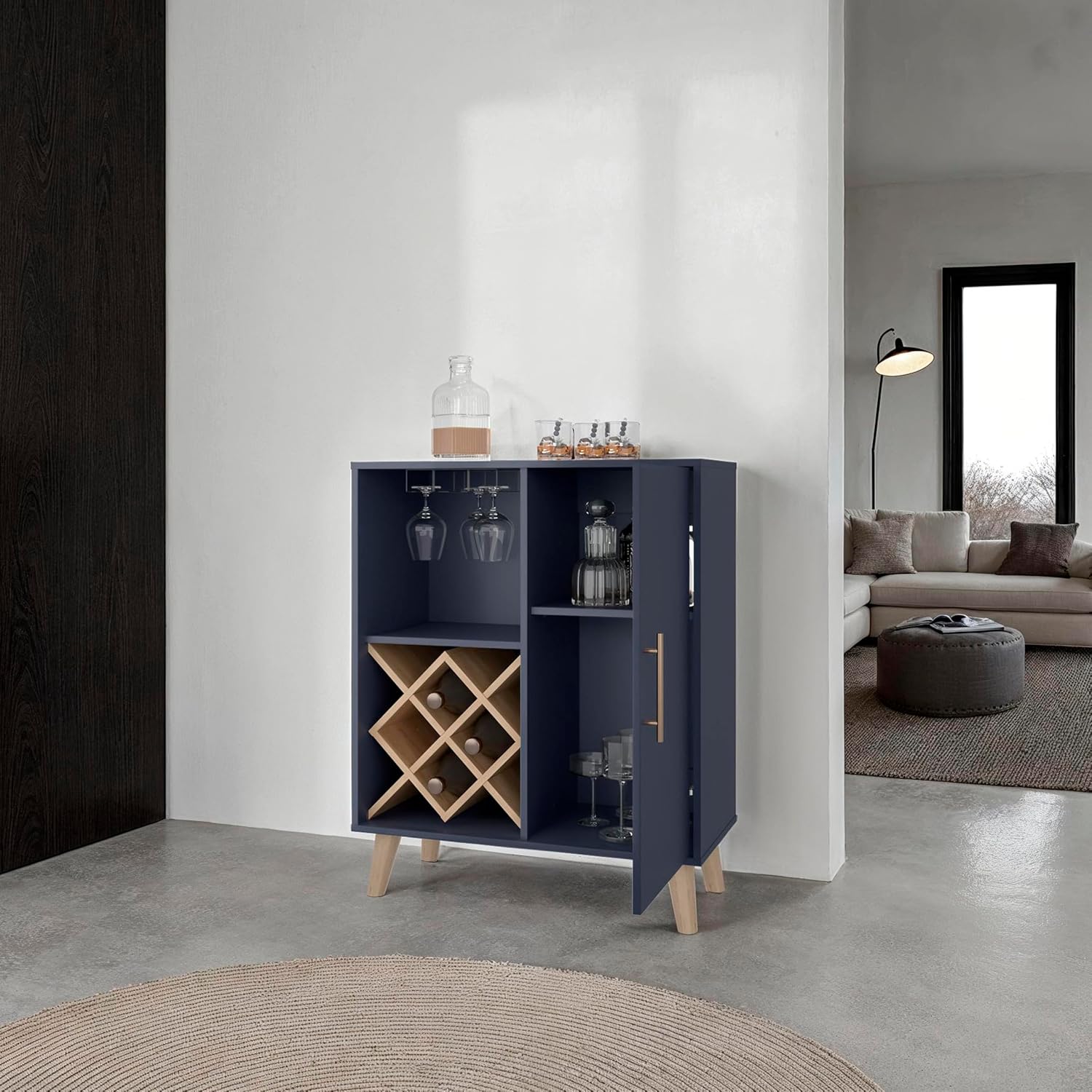 Lemari Bar Oak Blue 4 Rak Pint - Home Bar Shelves ulasan dan harga
